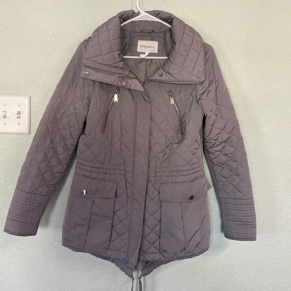 BCBGeneration Gray Quilted Puffer Jacket - image 1